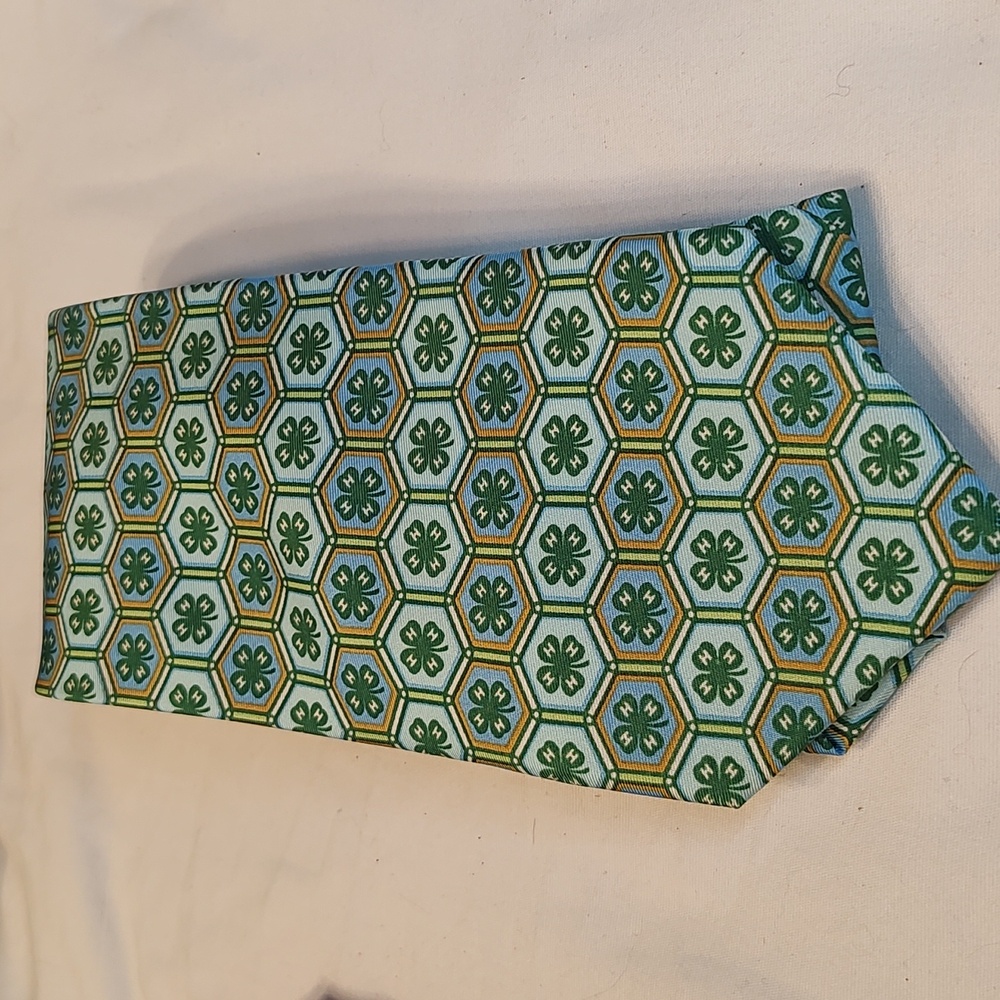 MARISOL DELUNA Signature Men's Silk Neck Tie. Shamrock, blues and greens